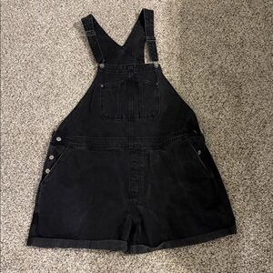 Old Navy Black Denim Overalls Shorts